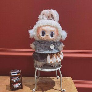 Labubu FASHION Clothes skirt Brown Stylish Dress Outfit-No DOLL 3 PCS